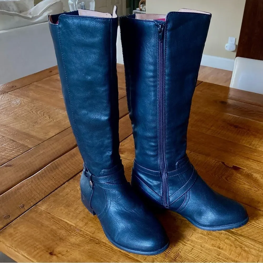 NEW Life Stride Xtrovert Knee High Riding Boot Black Faux Leather Size 6